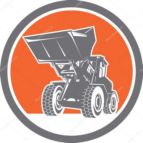 Front End Loader Digger Excavator Circle Retro Stock Vector Image By