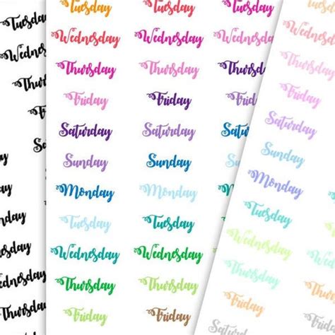 Days Of The Week Stickers Weekday Stickers Planner Stickers Etsy Uk
