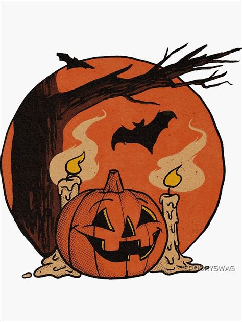 Vintage Pumpkin Scene Halloween Sticker For Sale By Pat Peterson