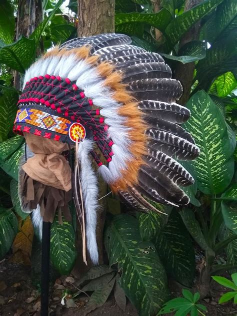 turkey feather headdress chief indian style indian headdress etsy