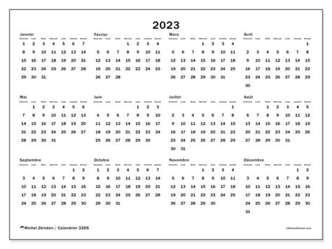 Calendrier 2023 à Imprimer “32ds” Michel Zbinden Lu
