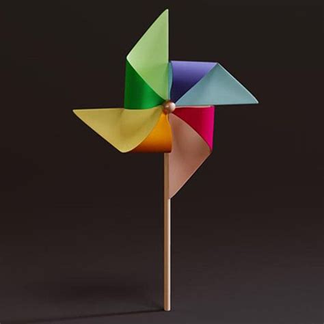 Colorful Pinwheel 3d Model Pinwheels Wind Wheel Arts And Crafts