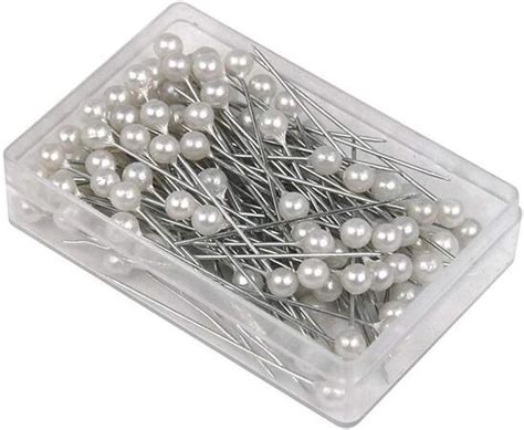 100pcs 1 Box White Round Pearl Headed Pins Straight Head Pins