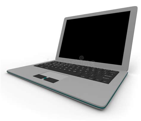 Gray Laptop Computer On Angle Right Stock Illustration