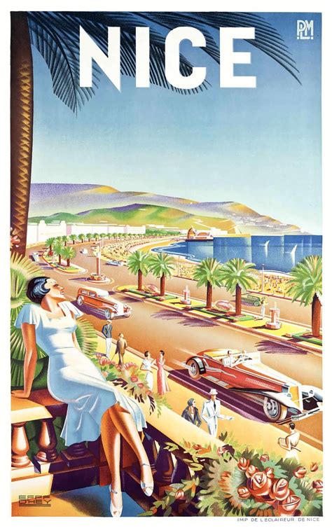 1935 Nice France Travel Poster By Retro Graphics Travel Posters Art