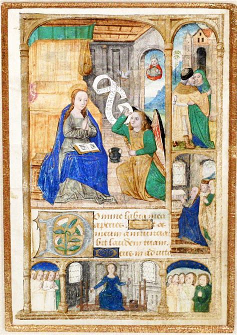Illuminated Manuscript Miniature The Annunciation Illuminated