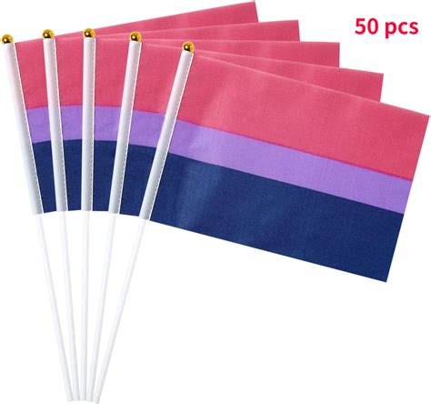 50 pack bisexual pride rainbow flags bi pride flag small mini hand held stick flag gay lgbt