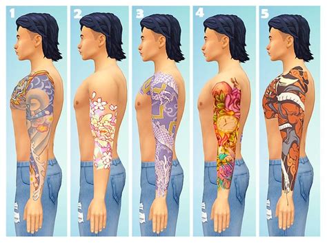 1 2 3 4 5 Arm Tattoos For Guys Sims Sims 4 Cc
