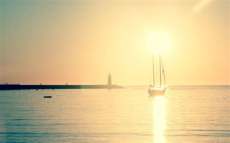 Wallpaper Sunlight Boat Sunset Sea Bay Reflection Sky Vehicle