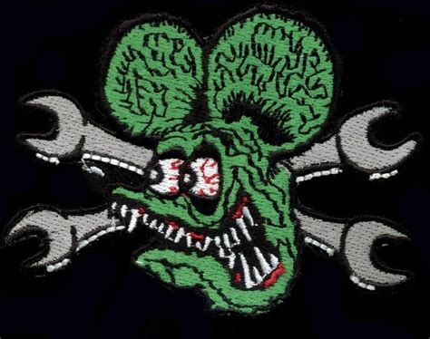 Rat Fink Patch Badge Head With Cross Wrenches Hot Rod Chopper Vest