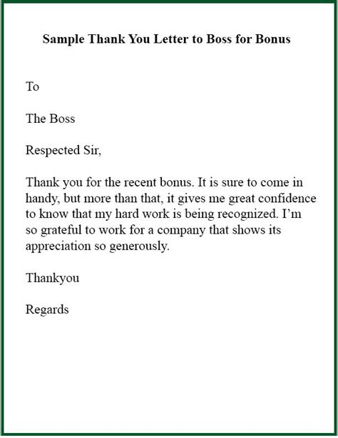 Sample Thank You Letter To Boss For Bonus