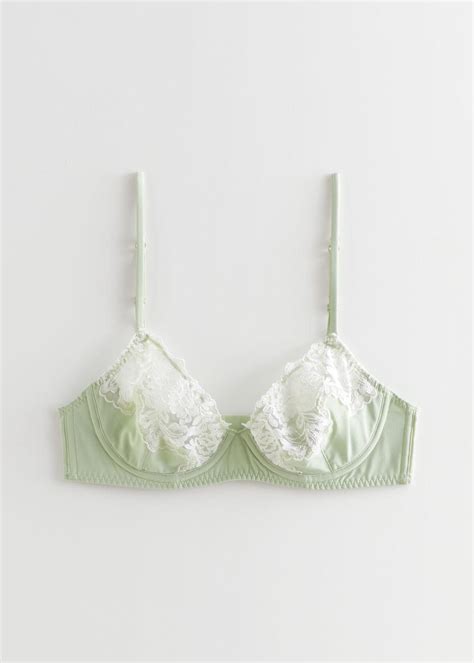 Other Stories Lace Trimmed Underwire Bra In Green Lyst