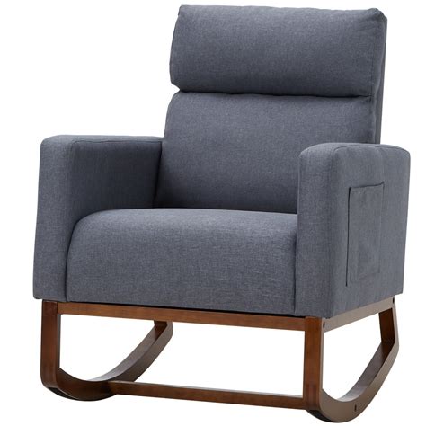 Avawing Living Room Rocking Chair Comfortable Rocker Fabric Padded