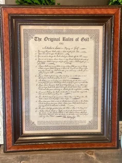 The Original Rules Of Golf Circa 1745 Historic Framed Print 17x21 Scotland 100 00 Picclick