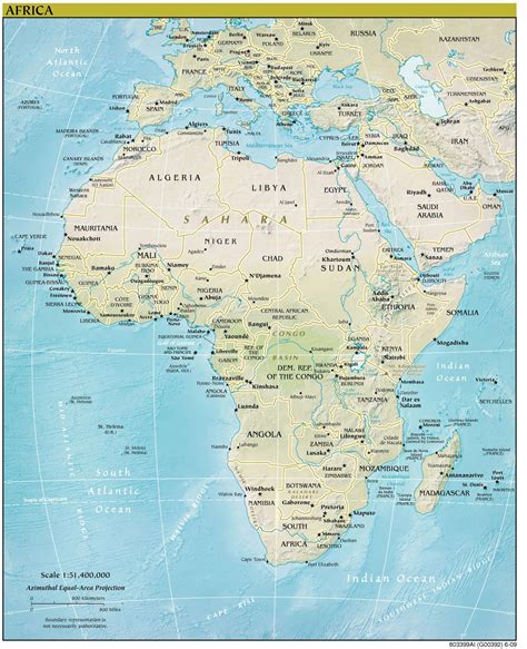 Africa Continent Detailed Relief And Political Map Detailed Relief And