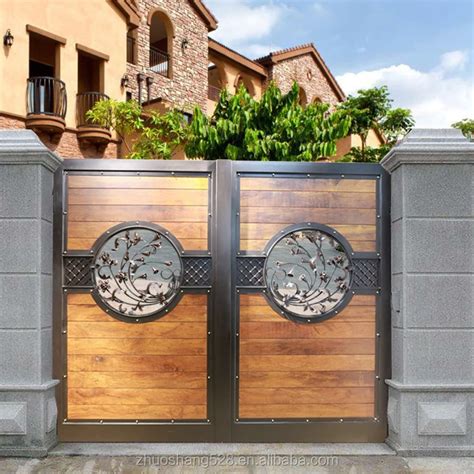 Main Latest Double Door Wrought Iron Gates Designs Wood Steel Garden