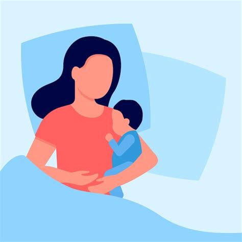 La Madre Duerme Con Su Bebé Recién Nacido En La Cama Cuidado Familiar