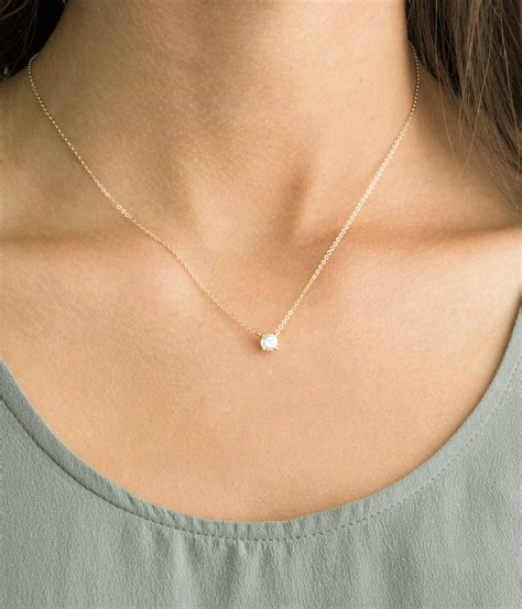 Delicate Cz Necklace Tiny Diamond Pendant 14k Gold Fill