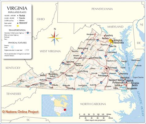 virginia on a us map us states map