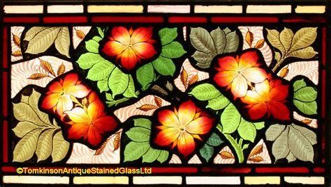 Ref Vic601 Victorian Stained Glass Window Red Rambling Roses Tomkinson Stained Glass