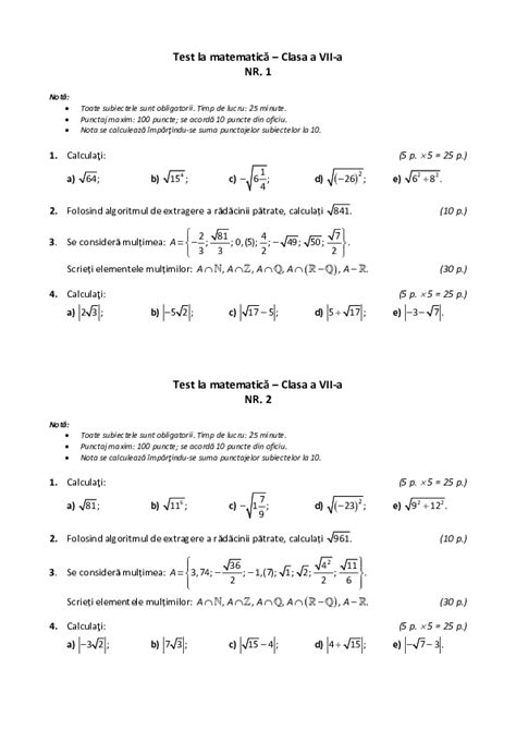 Teste Matematica Clasa 3 Pdf