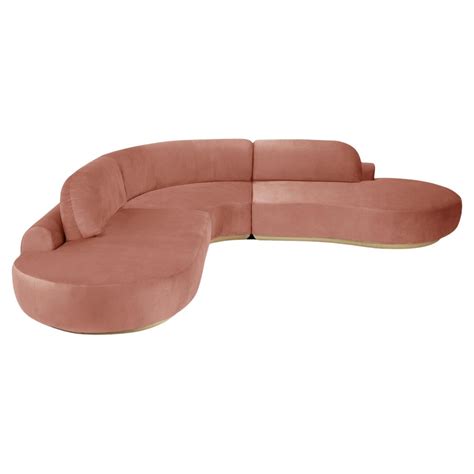Naked Curved Sectional Sofa 3 Stück Mit Eiche Natur Und Pariser Maus