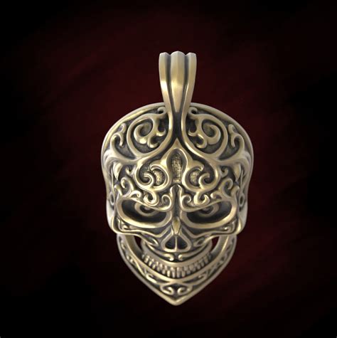 Stl File Carved Skull Pendant・3d Printing Design To Download・cults