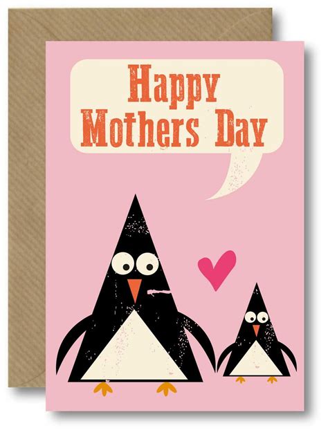 Happy Mothers Day Penguins Card Mum Mummy Card Best Mum Etsy Uk
