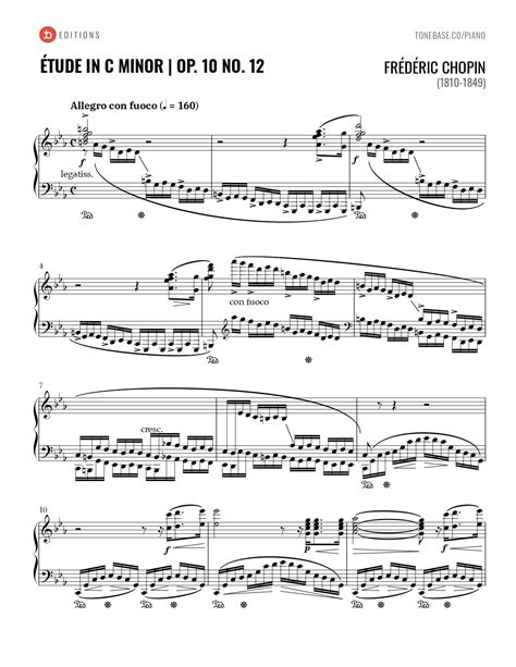 Chopin Étude Op 10 No 12 In C Minor Free Piano Sheet Music