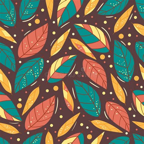 Autumn Leaf Seamless Pattern Colorful Leaves Background Stock Vector