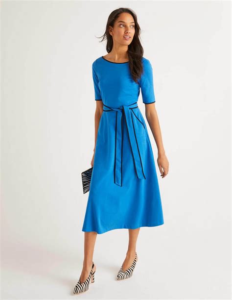 Ruby Ponte Midi Dress Bold Blue Boden Womens Fit And Flare Dresses