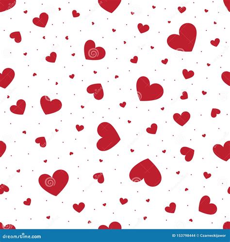 Heart Seamless Pattern Vector Endless Background Red Hearts Isolated