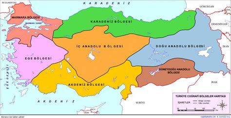 Türkiye Haritası Bölgeler İller İlçeler Büyükşehirler ve Türkiye