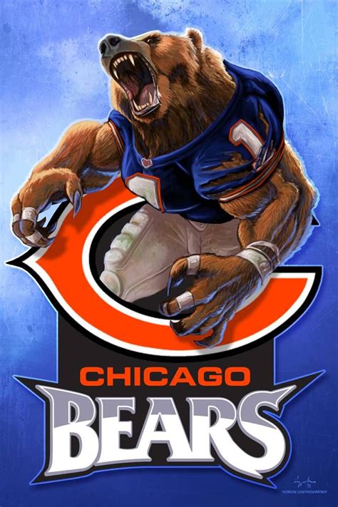 Chicago Bears Nfl Football Werebear Cheer Art By Chuckmullins On