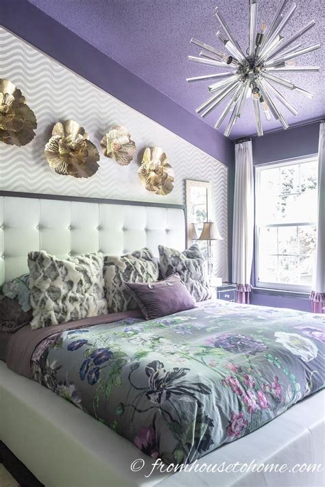 Silky purple bed covers and other purple touches are all here that summed up into a romantic bedroom area. Moody Master Bedroom Makeover - The Reveal | Purple master ...