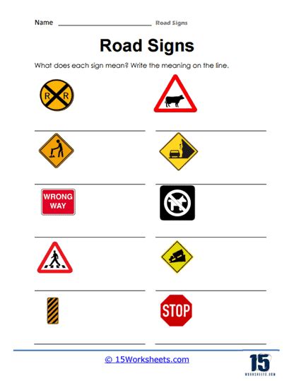 Road Signs Worksheets Worksheets Com