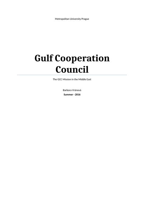 Pdf Gulf Cooperation Council The Gcc Mission In The Middle East
