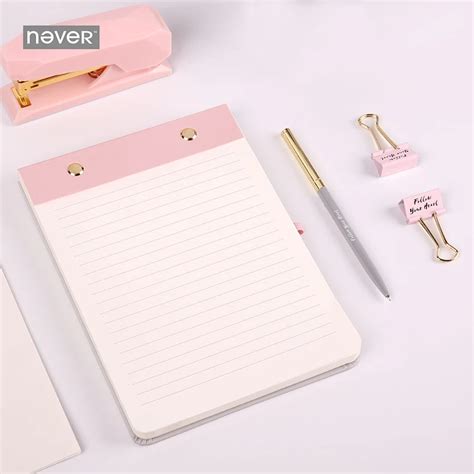 Stationery Light Pink Notepad With Ball Pen Set Thickening Can Tear