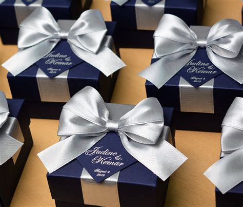 35 Navy Blue And Gold Favor Boxes Elegant Wedding Thank You Boxes