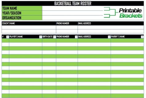 Basketball Roster Template Basketball Team Roster