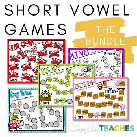 Printable Short Vowel Phonics Games Bundle Tanya Rae Teaches