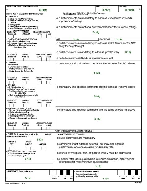 Army Oer Support Form Fillable Pdf Printable Forms Free Online