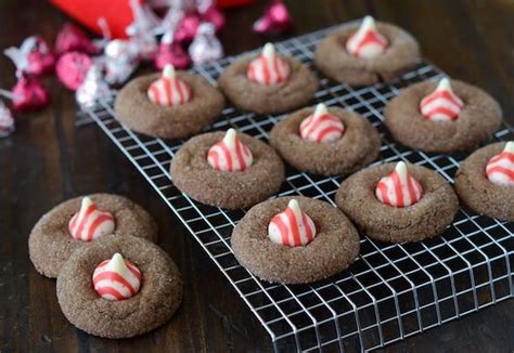 Chocolate Peppermint Blossoms Candy Cane Kisses Hersheys Kisses Peppermint Kisses Cookies