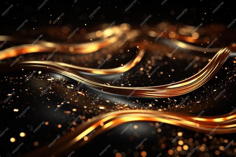 Premium Ai Image Golden Shimmering Light Wave And Gold Swish Movement