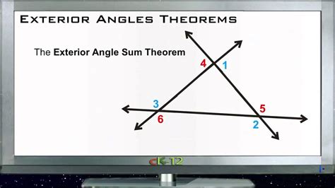 Exterior Angles Theorems Lesson Basic Geometry Concepts Youtube