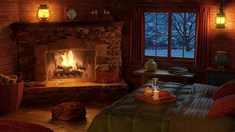 Cozy Winter Hut Ambience With Fireplace Sounds And Blizzard Sounds Youtube