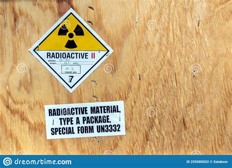 Radiation Label Beside The Transport Wooden Box Type A Package Stock