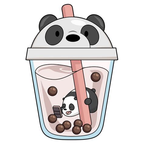 We Bare Bears Panda In Boba Drink Sticker Sticker Mania