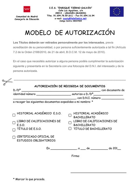 Carta De Autorizacion Para Recogida De Documentos Peinados Sencillos
