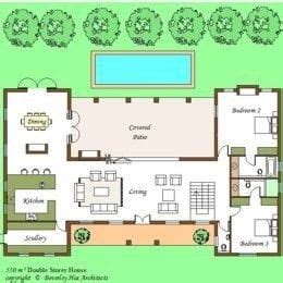 Most of our pool house plans and pool cabana plans offer a shower room, indoor and outdoor kitchen and covered balcony and more. Elegant H Shaped Ranch House Plans - New Home Plans Design
